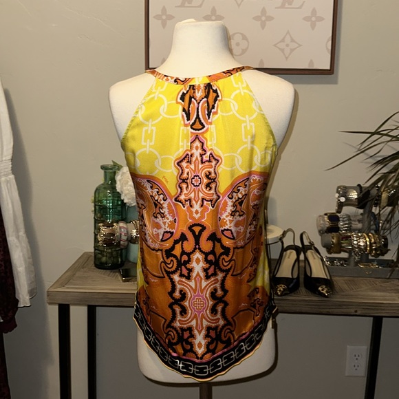 Hale Bob Silk Pink Orange Yellow Blouse EUC - Picture 5 of 9